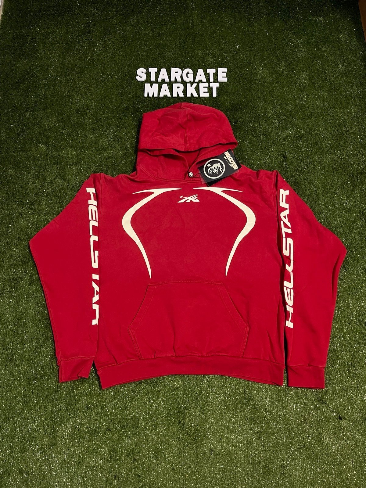 *AUTHENTIC* Hellstar sports red and white hoodie capsule 10 NFC tag size XL
