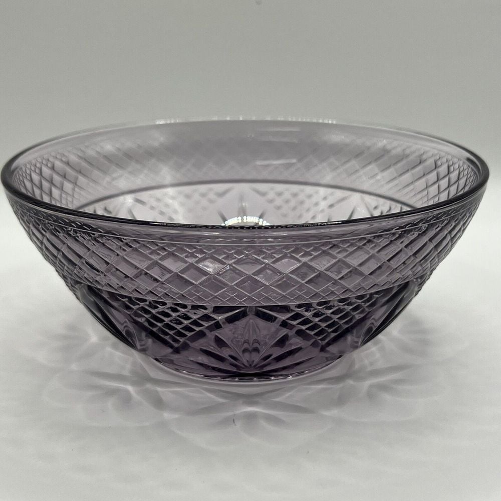 CRISTAL Vintage ANTIQUE AMETHYST PURPLE CEREAL Candy BOWL Mid Century Dish