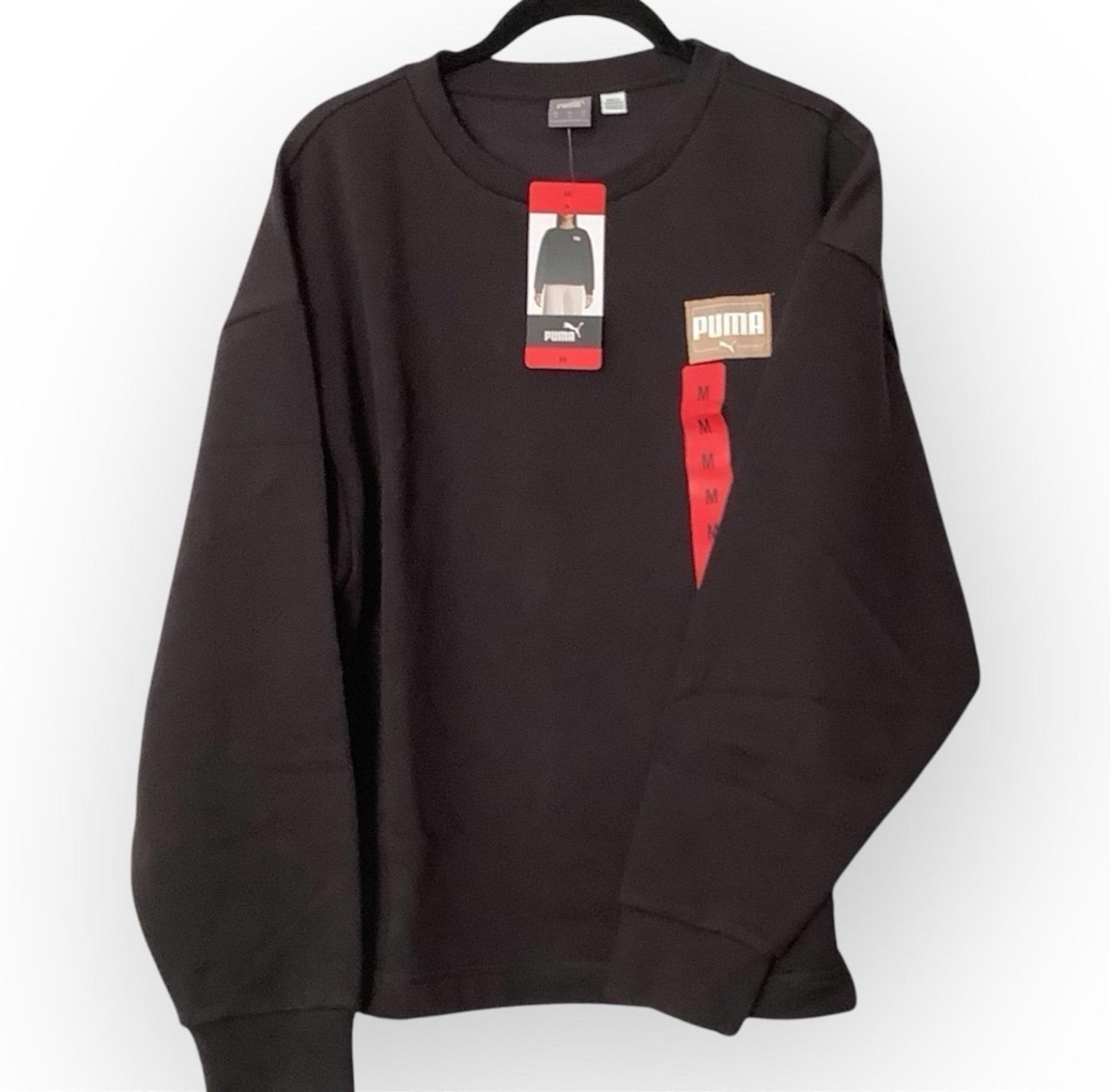NEW Women’s PUMA Black Crewneck Pullover Fleece Athletic Sweatshirt Sz M Medium