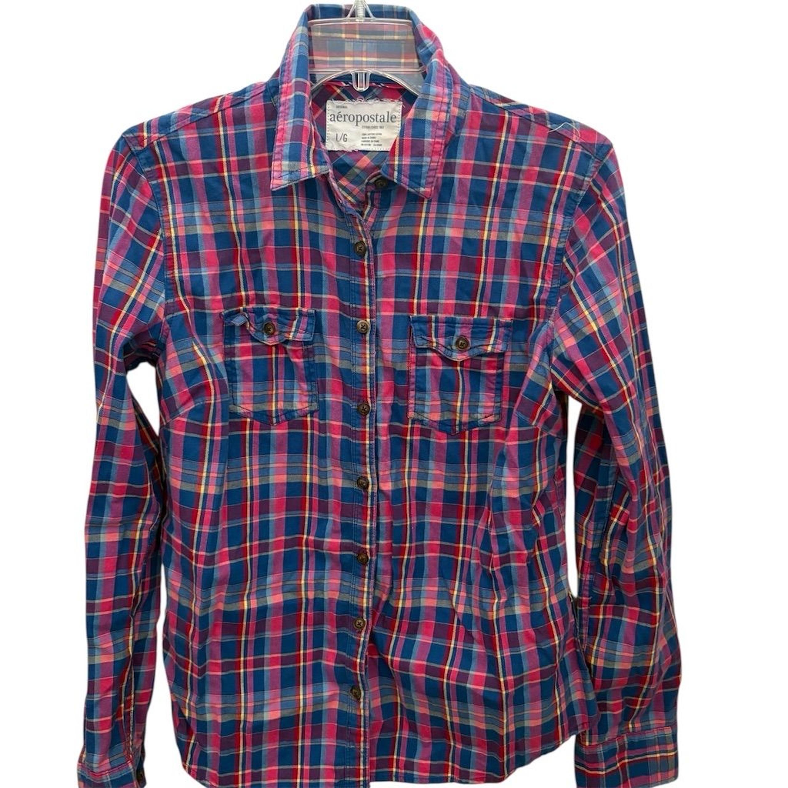 Aeropostale Men’s Plaid Flannel Button-Up Shirt Size L