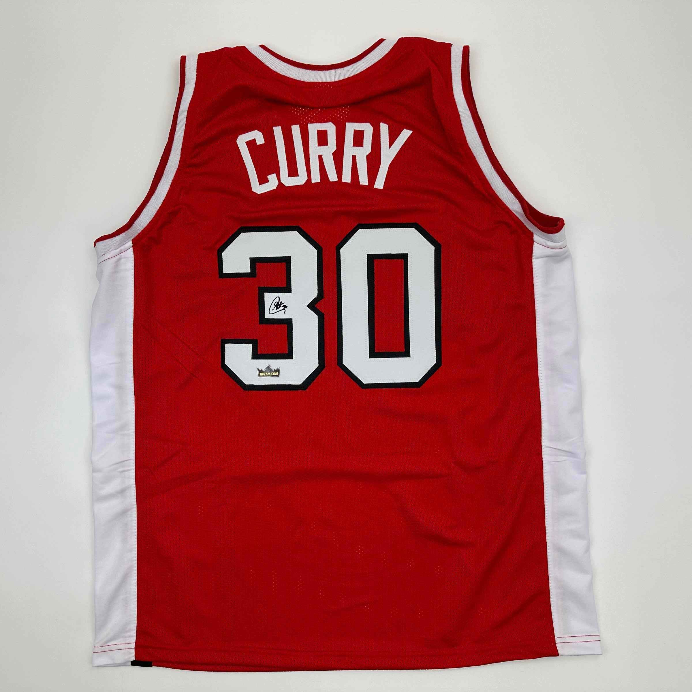 Facsimile Autographed Stephen Steph Curry Davidson Red Auto Jersey Size Men's
