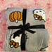 Hello Kitty Gray Halloween Pumpkin Blanket Full Queen Throw Sanrio 90x90