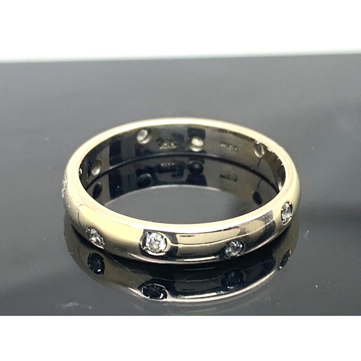 Womens Wedding Band Diamond 18k Gold Ring 3mm Wide Etolie Style Estate Size 6.25