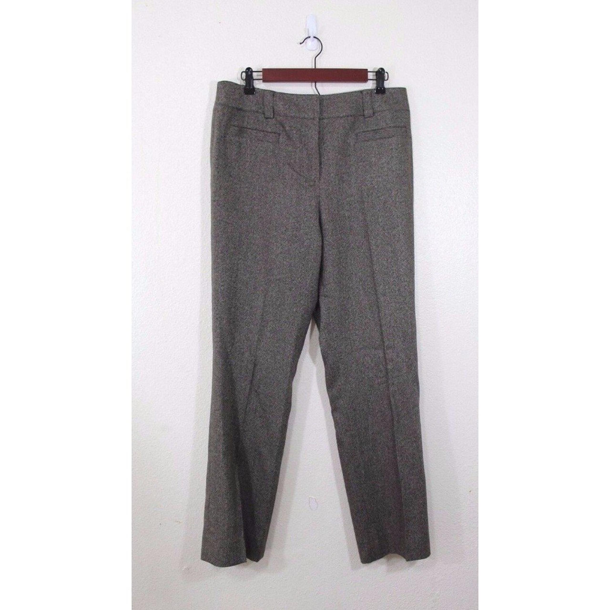 CARLISLE brown gray Wool viscose Herringbone Straight Leg dress Pants size 10