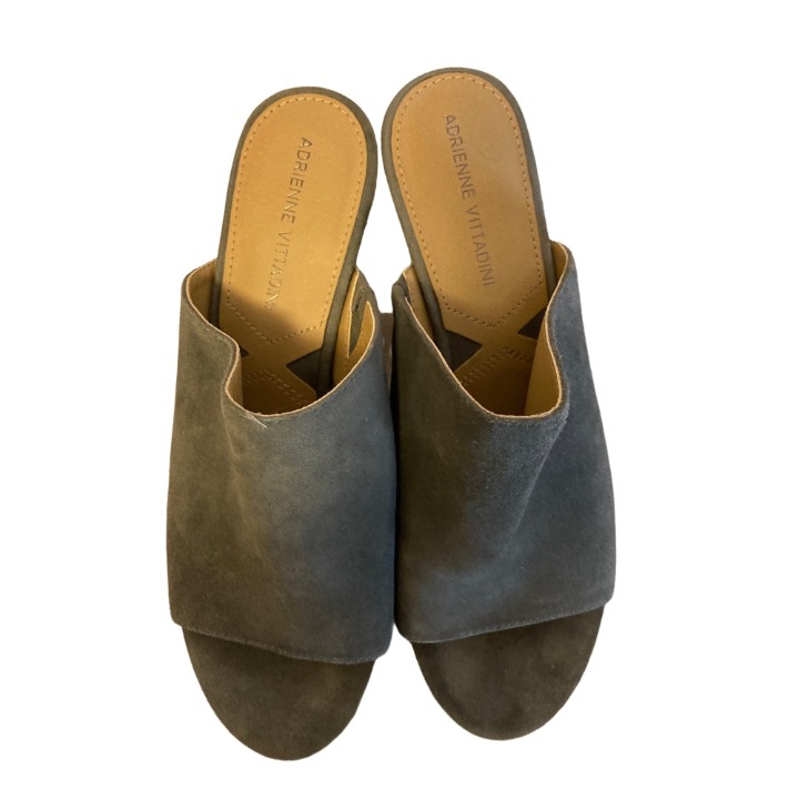 Adrienne Vittadini Women's Pyle Gray Cone Heel Slip On Mule Sandals Size 8