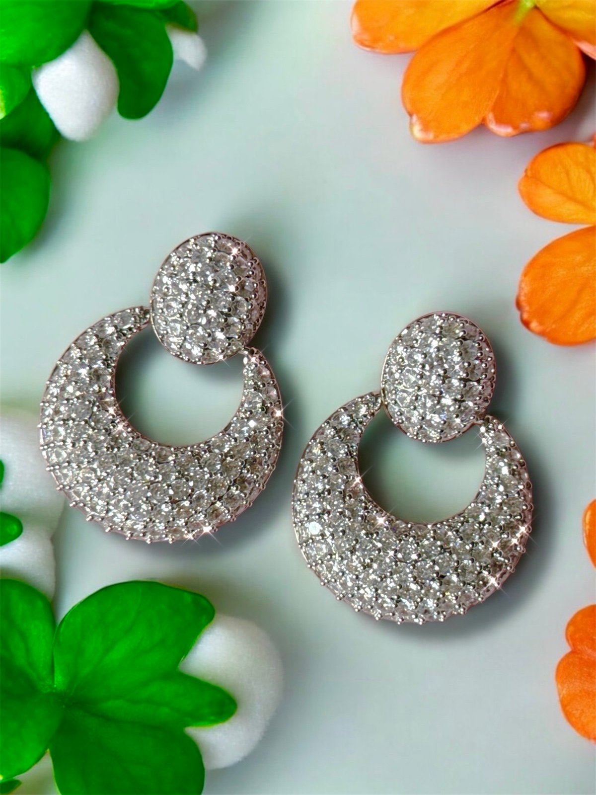 White Gold Plated Made W Swarovski Crystal Women's Earrings Bridal Jewelry