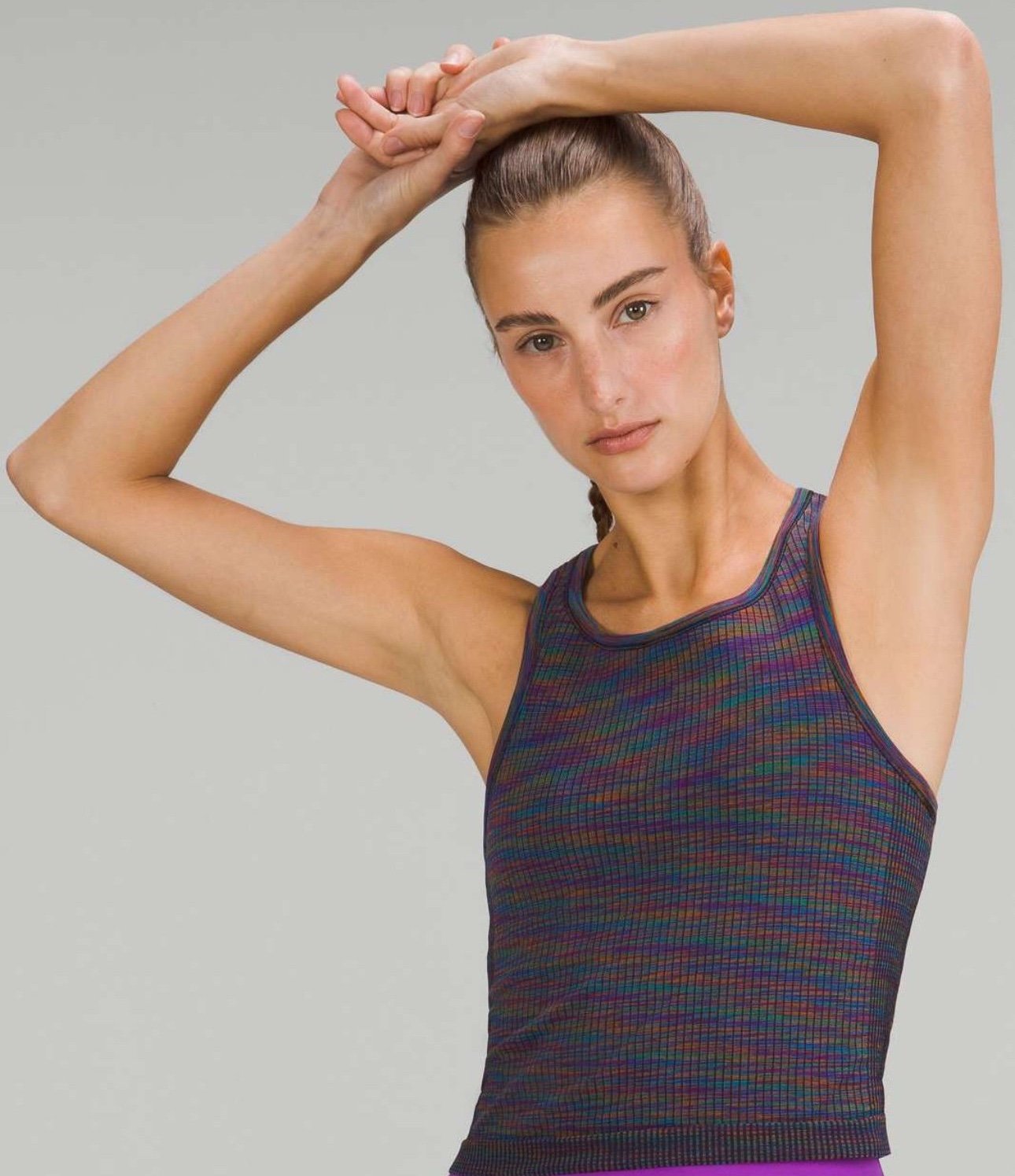 Lululemon women’s ebb to street razorback multi color crop tank top size 10