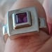 Vtg.1970's Sterling silver Amethyst stone square shape ring- sz6