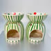 Yankee Candle 2012 tealight Tart Warmer RARE Striped Green & White Set Of 2