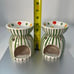 Yankee Candle 2012 tealight Tart Warmer RARE Striped Green & White Set Of 2