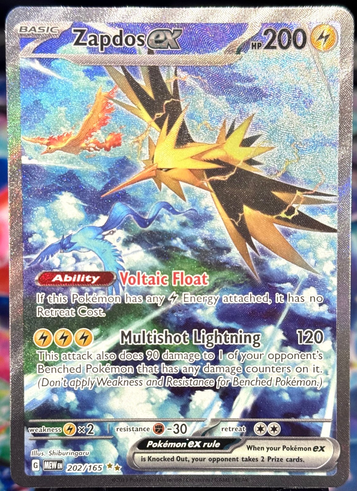 Zapdos ex 202/165 Pokemon Scarlet & Violet 151 Special Illustration