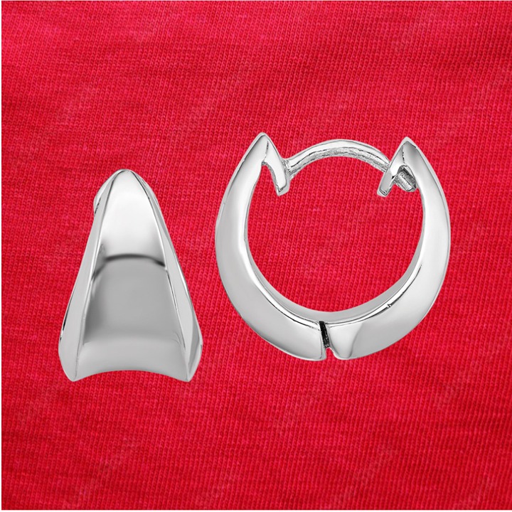 Sterling Silver Rhodium-plated Hinged Hoop Earrings