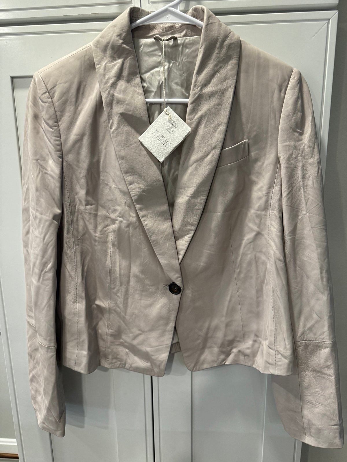 Brunello Cucinelli Nappa Pelle leather jacket blazer size 42 M NEW