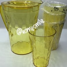 Tupperware Elegant Vibrant Yellow Acrylic Pitcher & Glasses Set