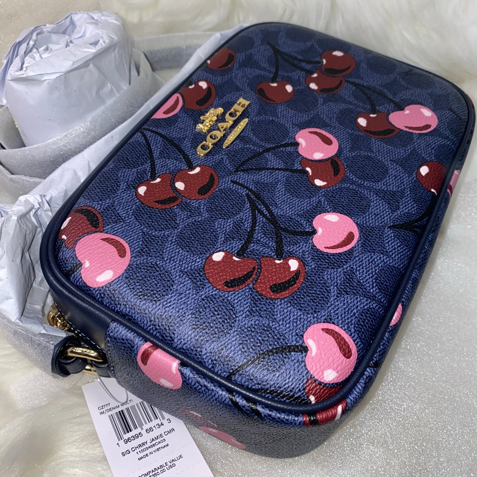 Coach Jamie Camera Bag In Signature Canvas with cherry print New