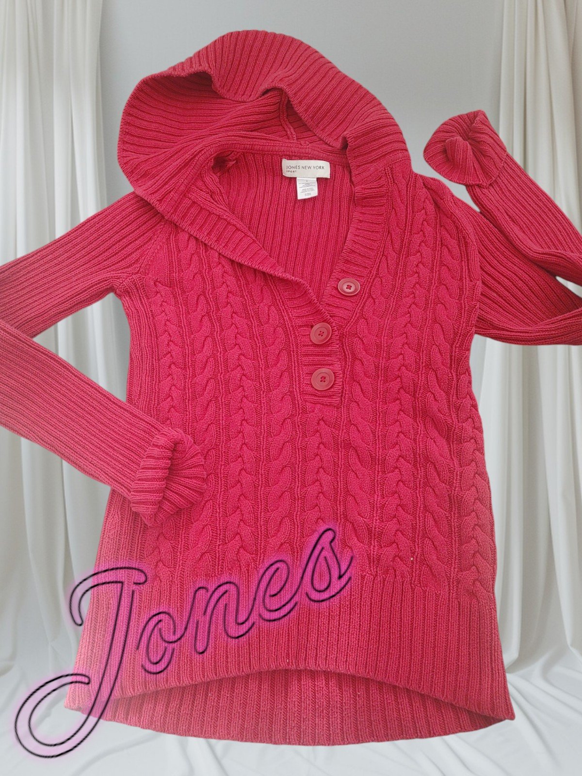 *0280 rib Jones NY cardigan sweater women small