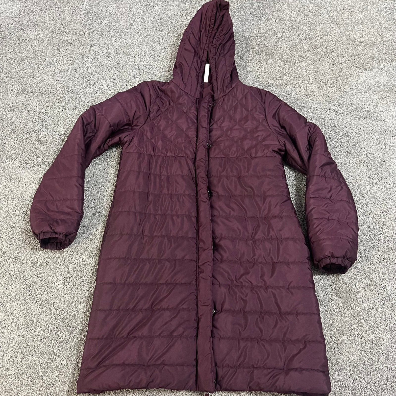 Fabletics Plum Puffer Down Long Coat size medium