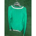 Preppy Y2K Green & White John Ashford V Neck Sweater Sz Large Knit Unisex