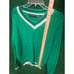 Preppy Y2K Green & White John Ashford V Neck Sweater Sz Large Knit Unisex