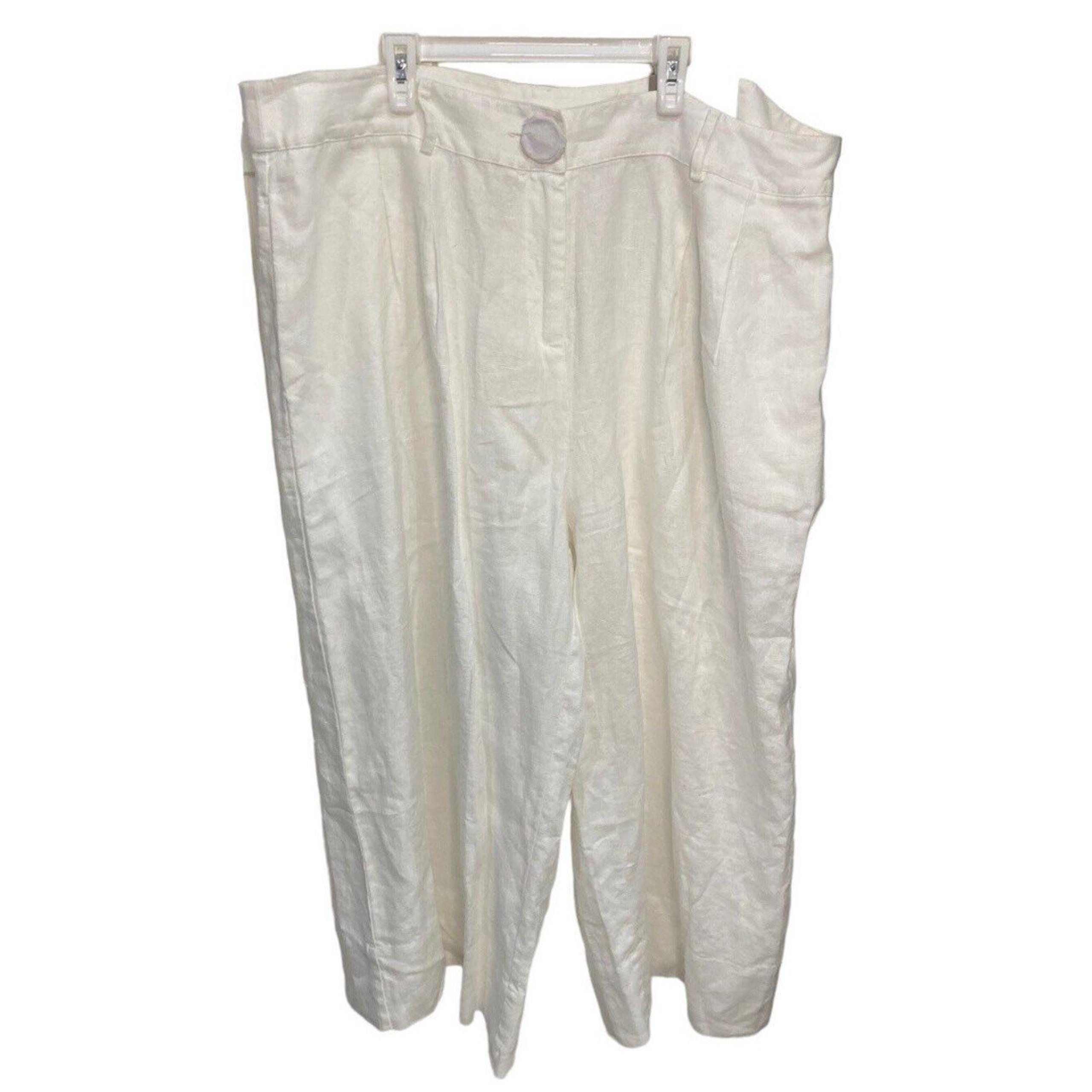 Soft Surrounding Nabi Cropped Pant 100% Linen Size 20W White