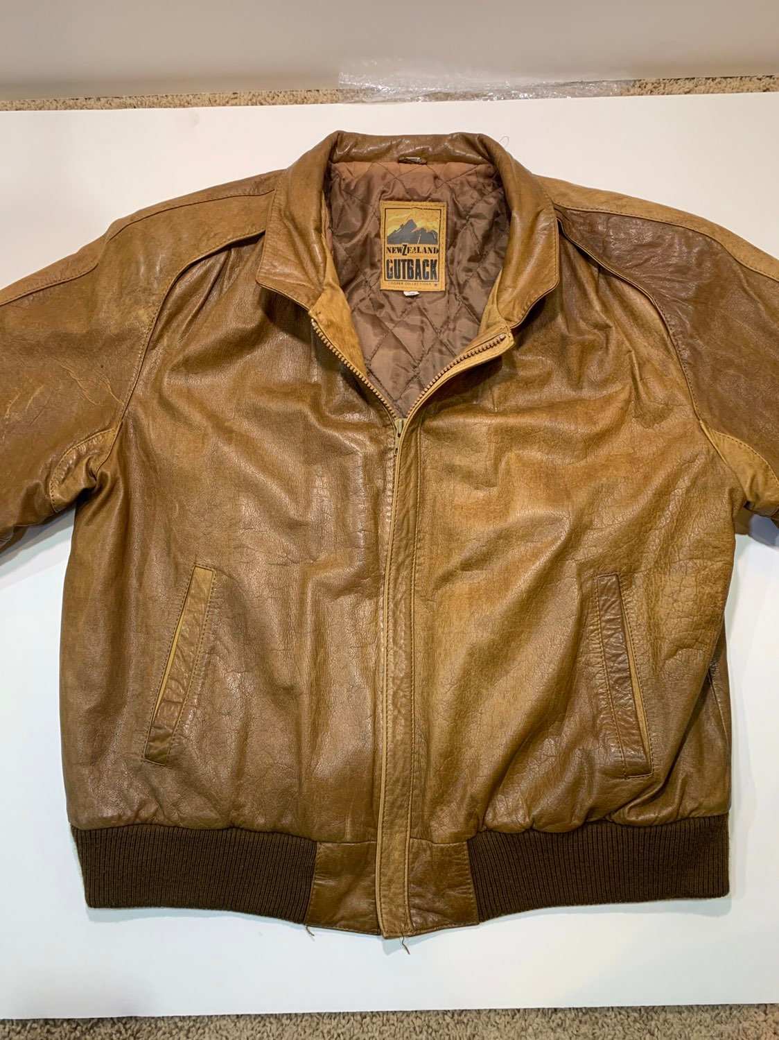 Vintage Leather Bomber Jacket - sz. L/XL