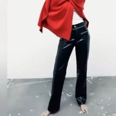 NWOT Zara Bloggers Fave Black Leather Pants Zipper Details Detachable Waist M