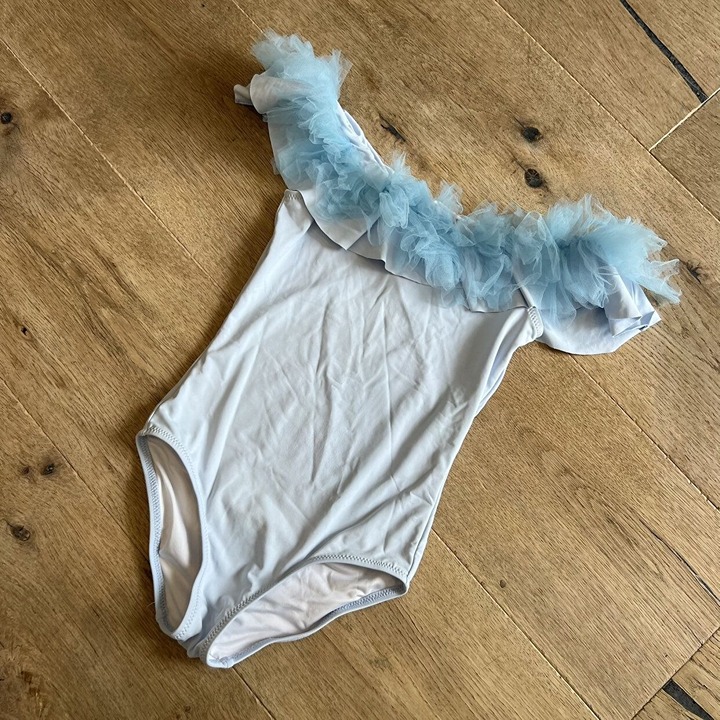 Blue Tulle Ruffle Swimsuit