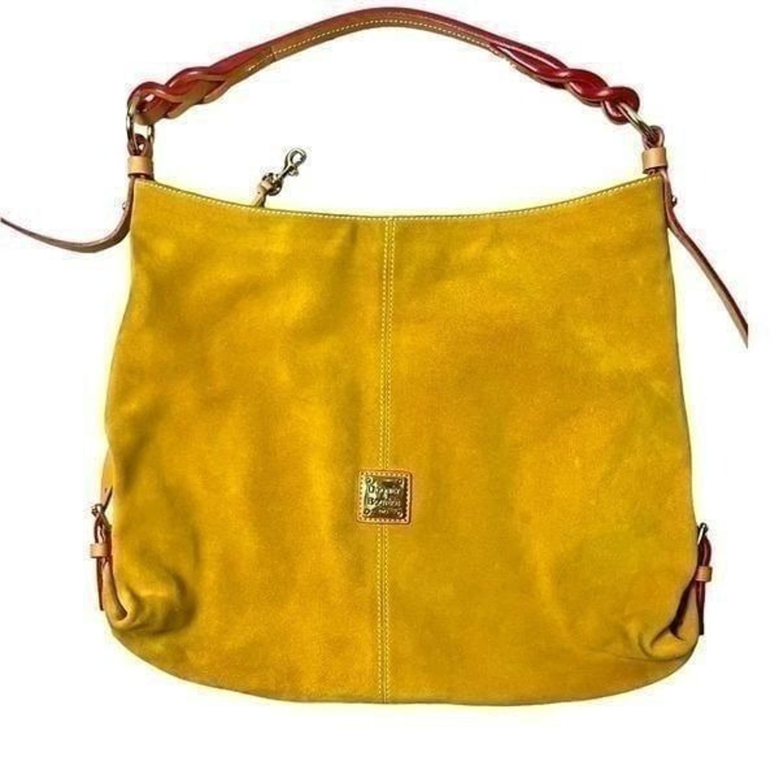 Vintage Dooney & Bourke Oversized Golden Suede Hobo Shoulder Bag Pre-Loved Cond