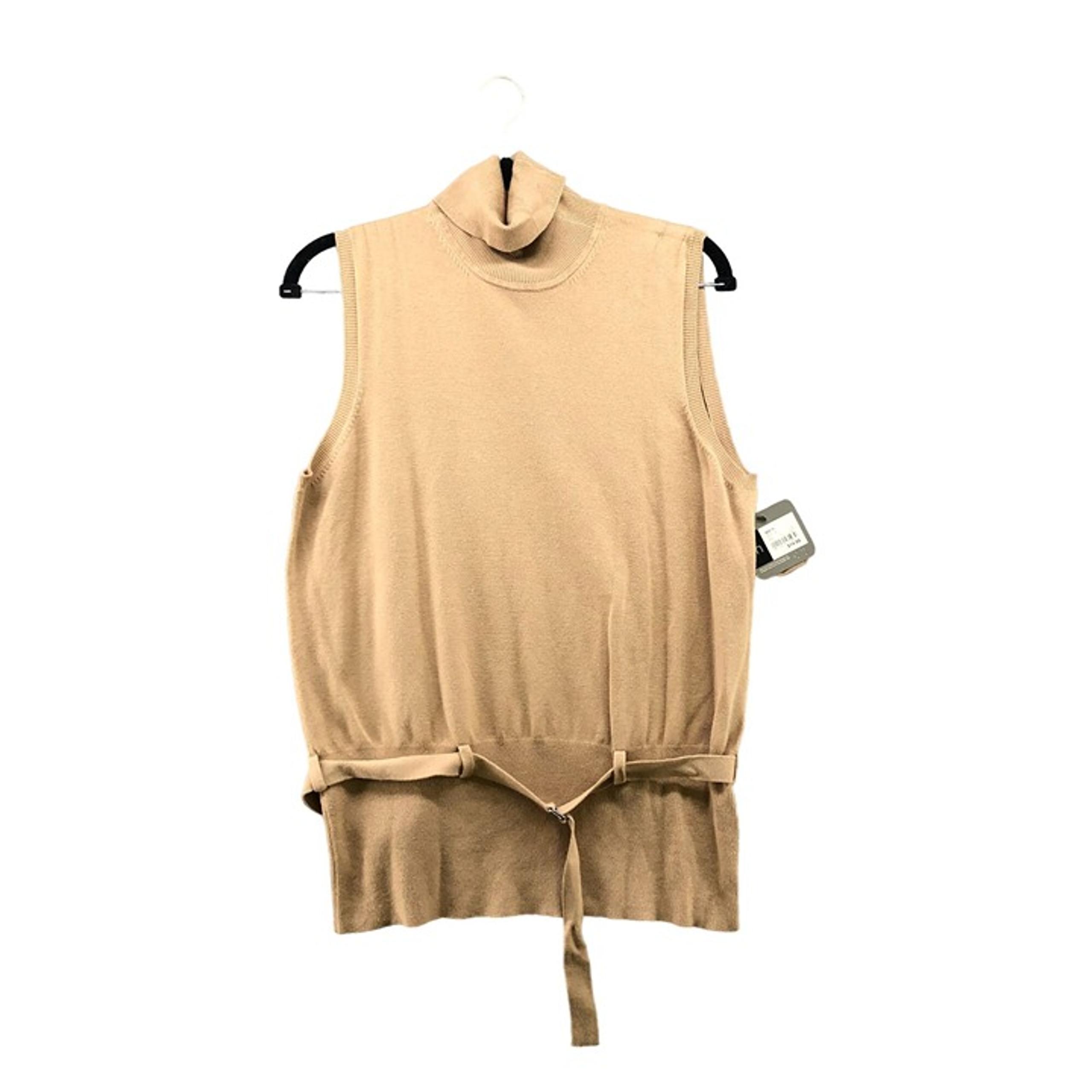 NWT Mossimo Sleeveless Turtleneck Sweater Womens XL Tan Stretch Tie Waist