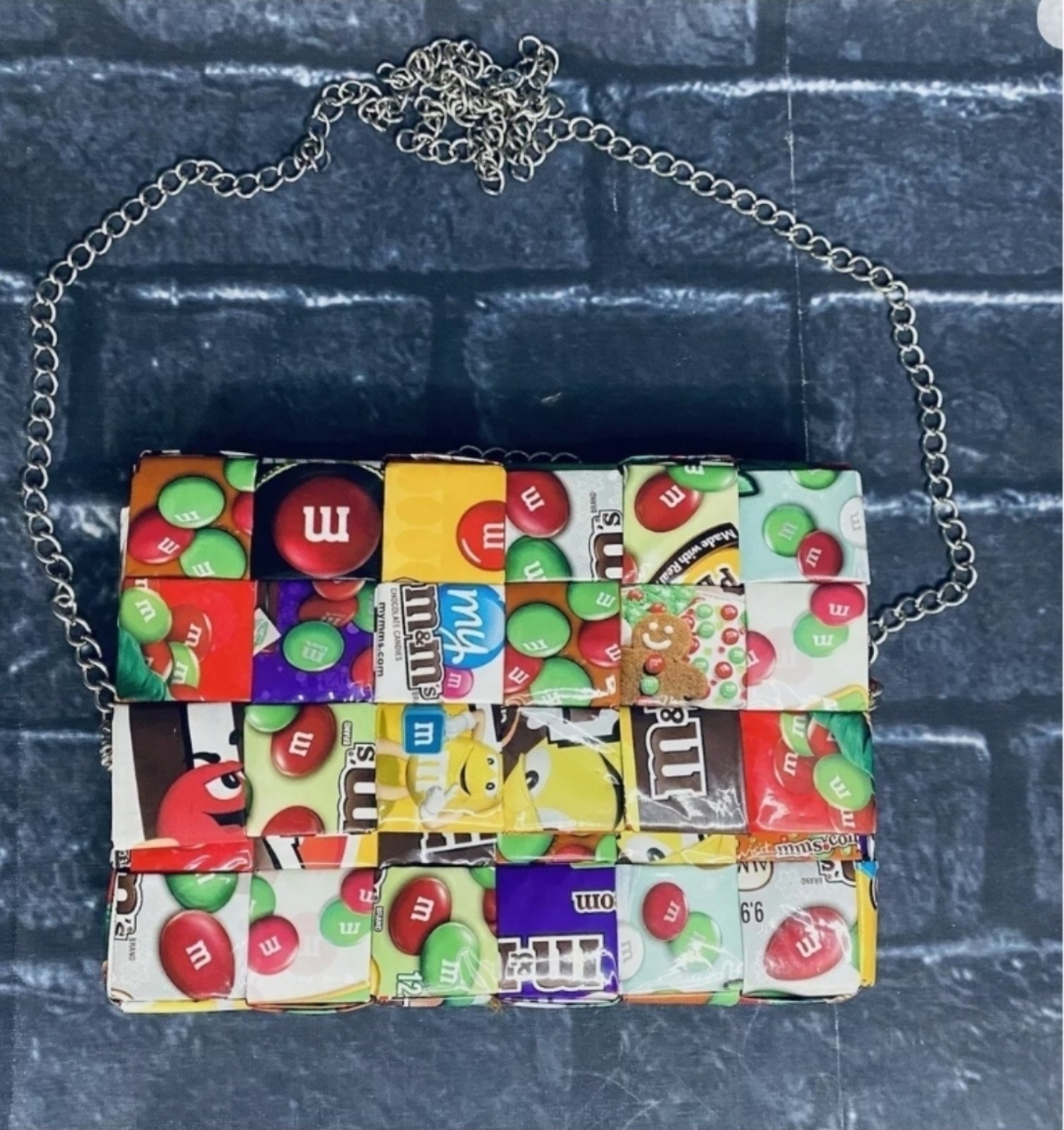 M&M Wrapper Woven Handbag Vintage Crossbody 25" Strap