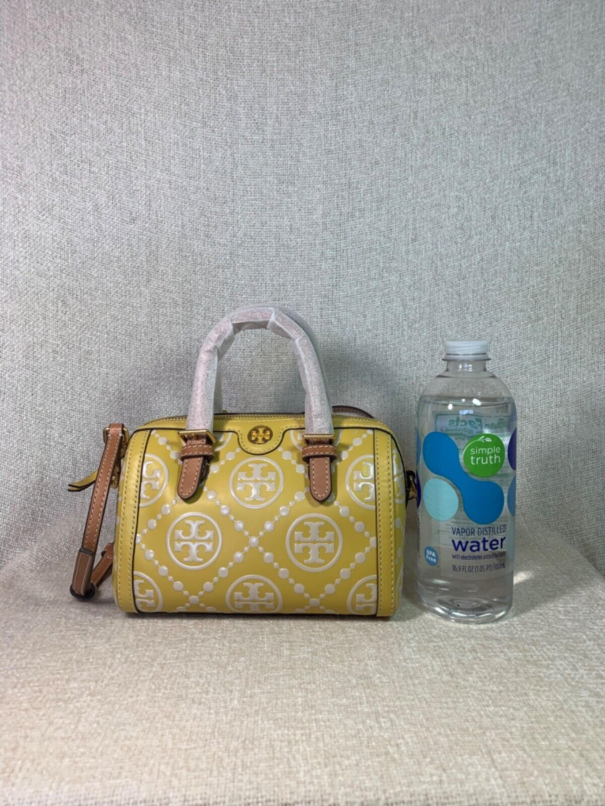Tory Burch Golden Sunset T Monogram Contrast Embossed MINI Barrell Bag - $468
