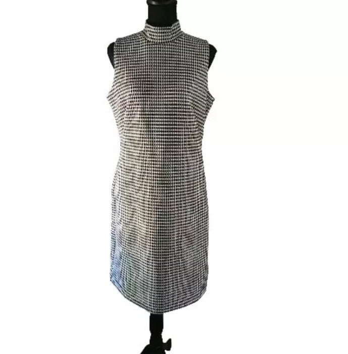 J McLaughlin Delaney Montego Scuba Neoprene Elsinore Glenn Checkered Dress Large