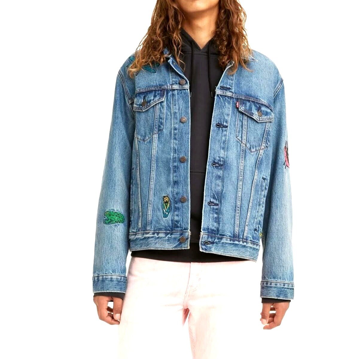 NWT!! Levi's Freehand Trucker Men's Denim Jacket, Embroidered Insects, Size XL
