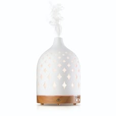 Serene House Supernova White 125 Ceramic Ultrasonic Aroma Diffuser w/ Wood Base