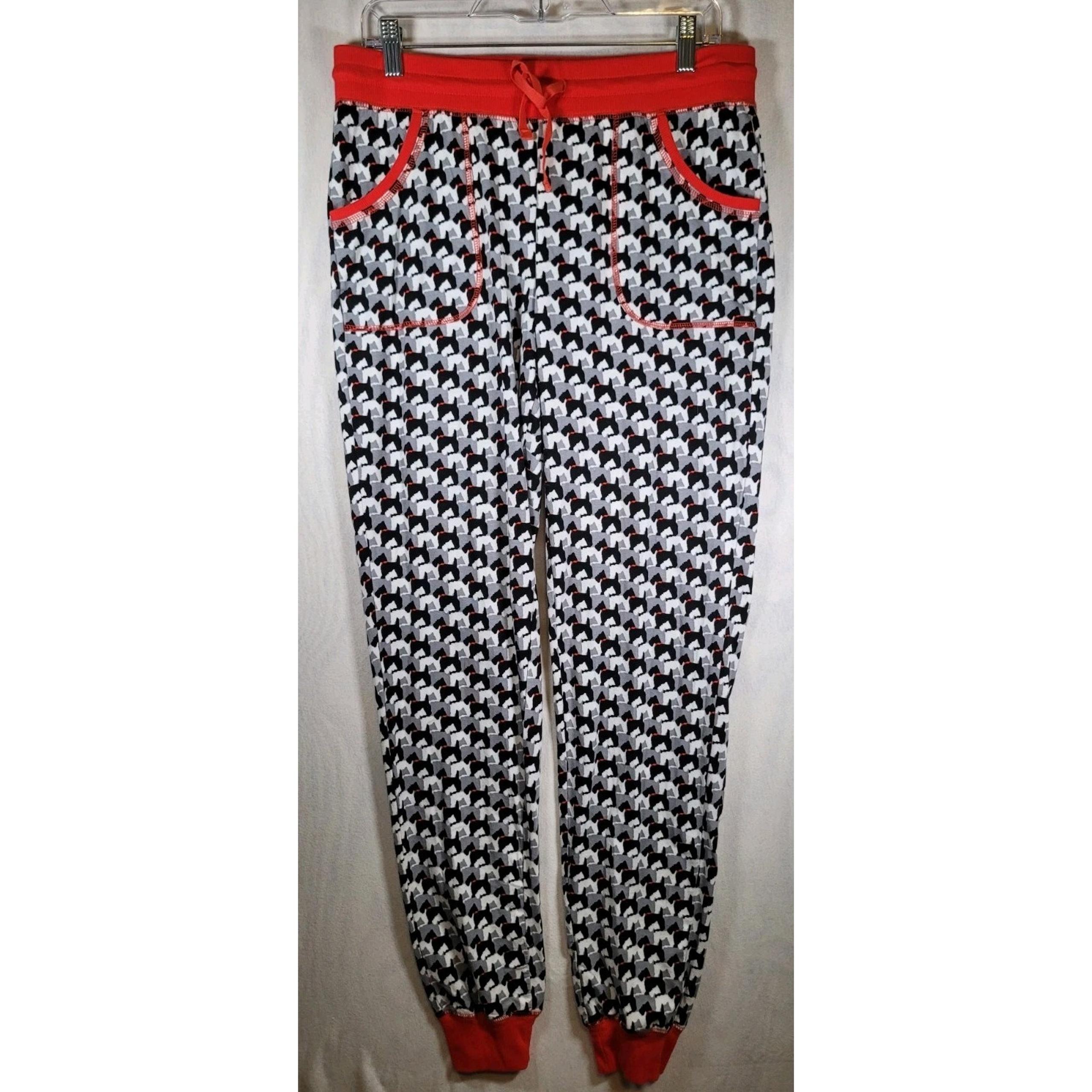 Vera Bradley Scottie Dog Pajama Pants Womens Medium All Over Black & White Scots