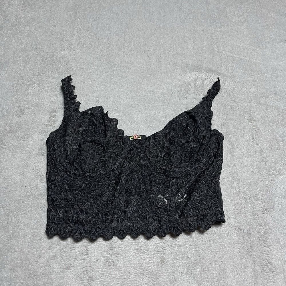 Vintage Victorias Secret Bra Womens 36C Black Underwire Lace Coquette