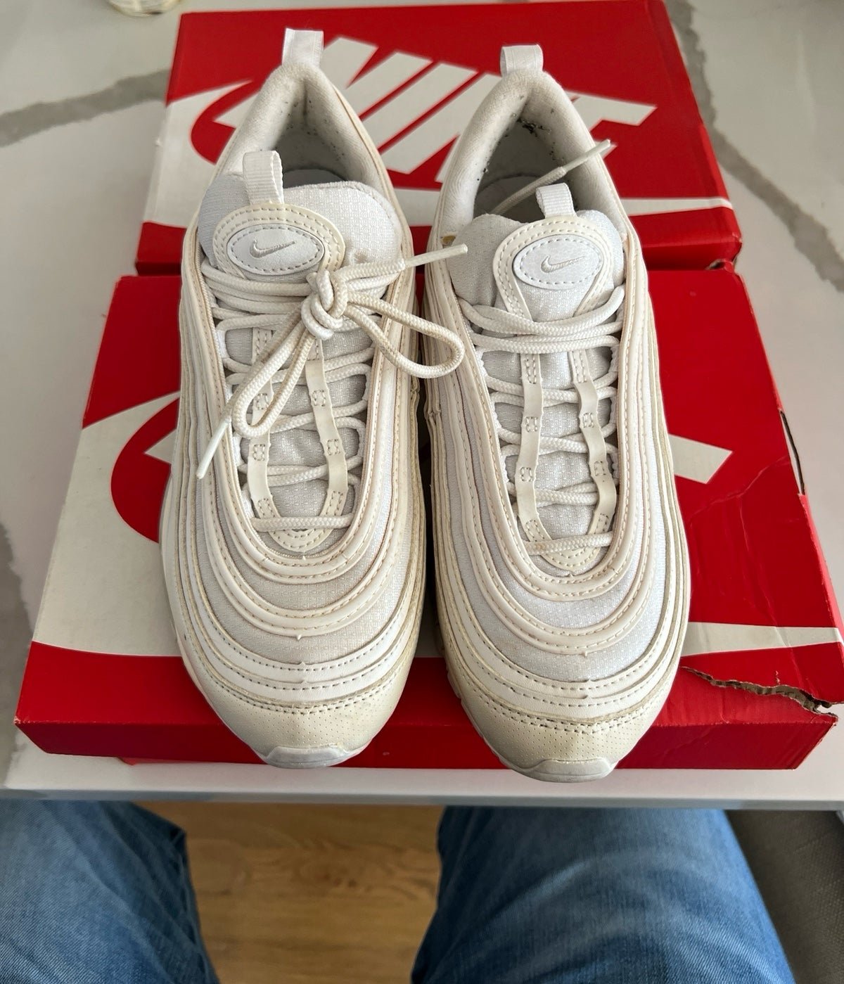 Nike Air Max 97 White/Metallic Silver gs size 6y