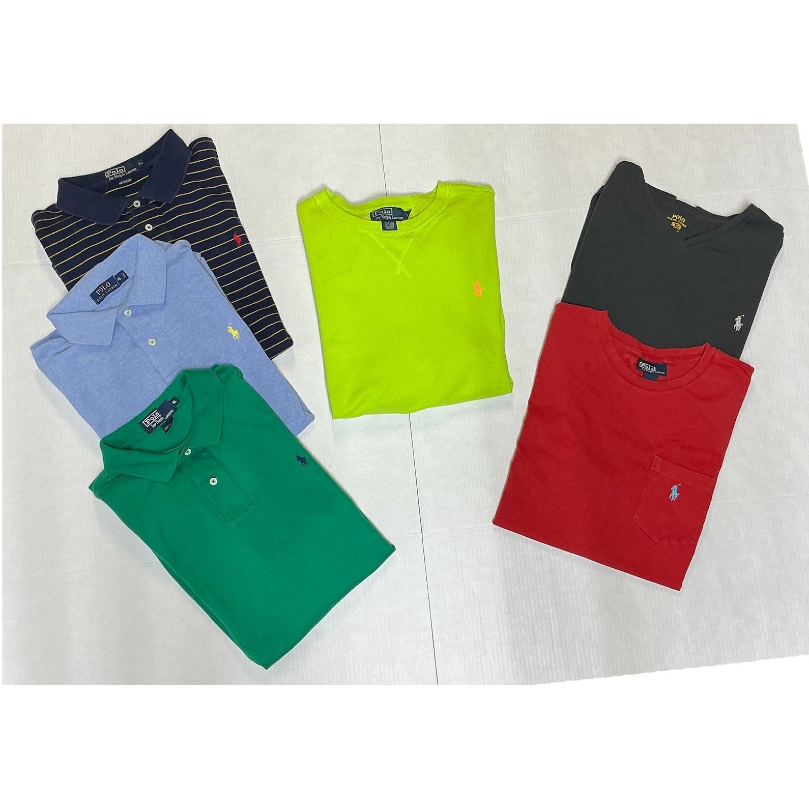 Lot of 6 Ralph Lauren Shirts XL - 3 SS Polos, 2 SS T-Shirts, 1 Long Sleeve T