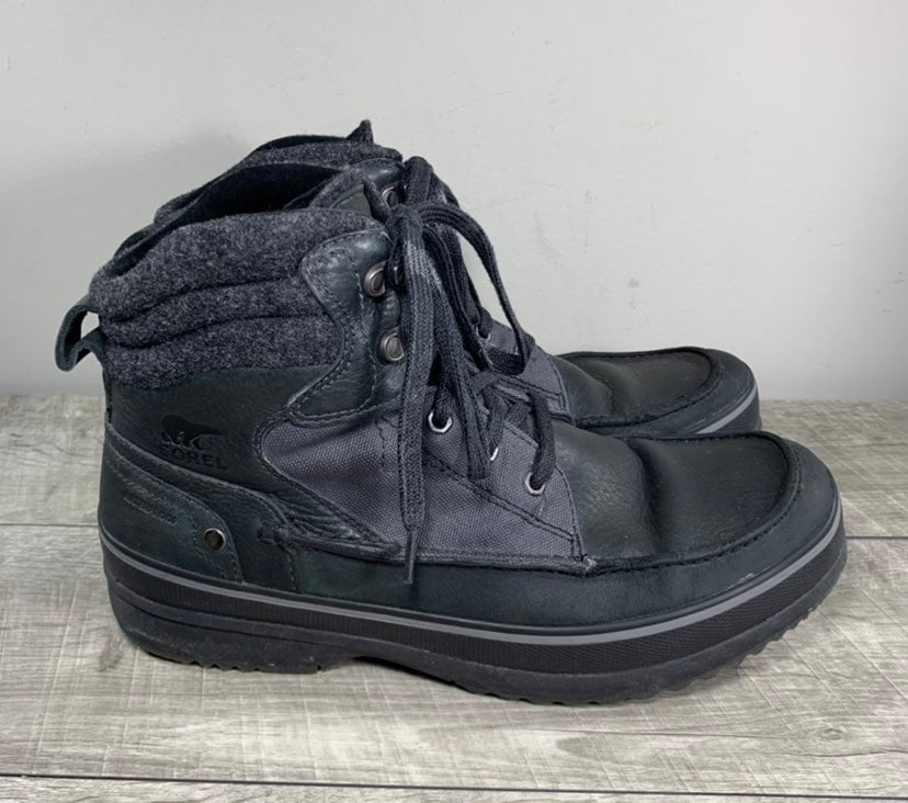 Sorel NM1589 Kingston Peak Mens Black Leather Winter Snow Winter Boots Size 11.5