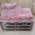 Pink and Silver, 6-Piece Vanity Set Makeup Organizer Storage