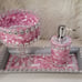 Pink and Silver, 6-Piece Vanity Set Makeup Organizer Storage