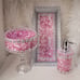 Pink and Silver, 6-Piece Vanity Set Makeup Organizer Storage