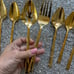Set of Gold Bambú Flatware Serving pieces 14 pieces