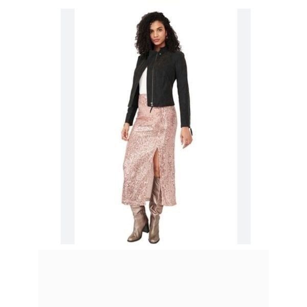 Free People Adriana Sequin skirt pink champain size 6 Retail 128 NWT
