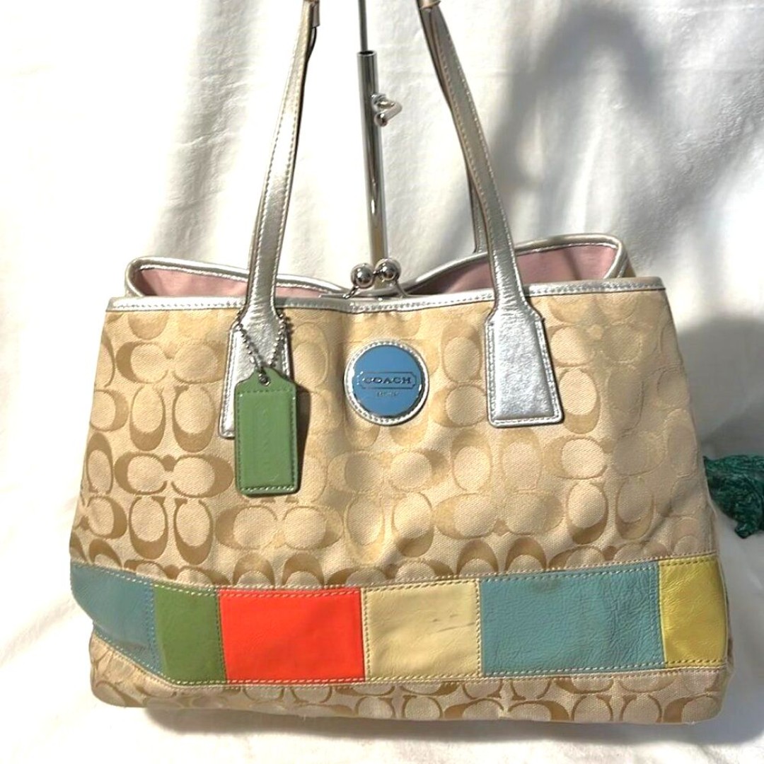 COACH VINTAGE Multi Color Patch Tote Bag #17444