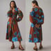 NWT Anthropologie Farm Rio Long Sleeve Floral V Neck Cut Out Midi Dress XXS