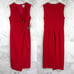 NWT DKNY Surplice V Neck Faux Wrap Midi Dress Red Formal Party Mature Modest 6