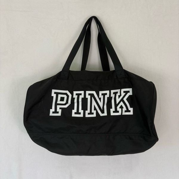 Victoria's Secret Pink Black Medium Sized Weekender Travel Duffle Bag