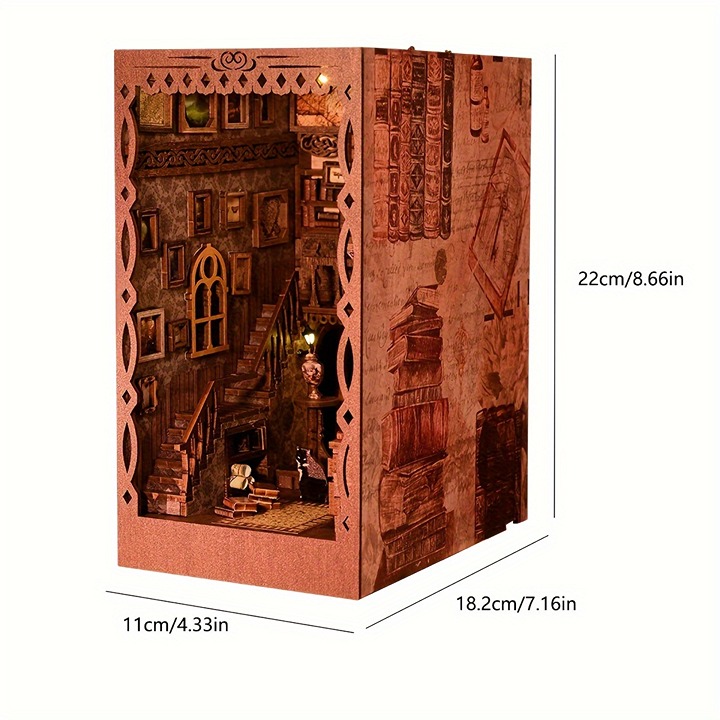1pc Bookshelf Ornament, Scholar's Dreamland Style, Miniature Assembly Building v