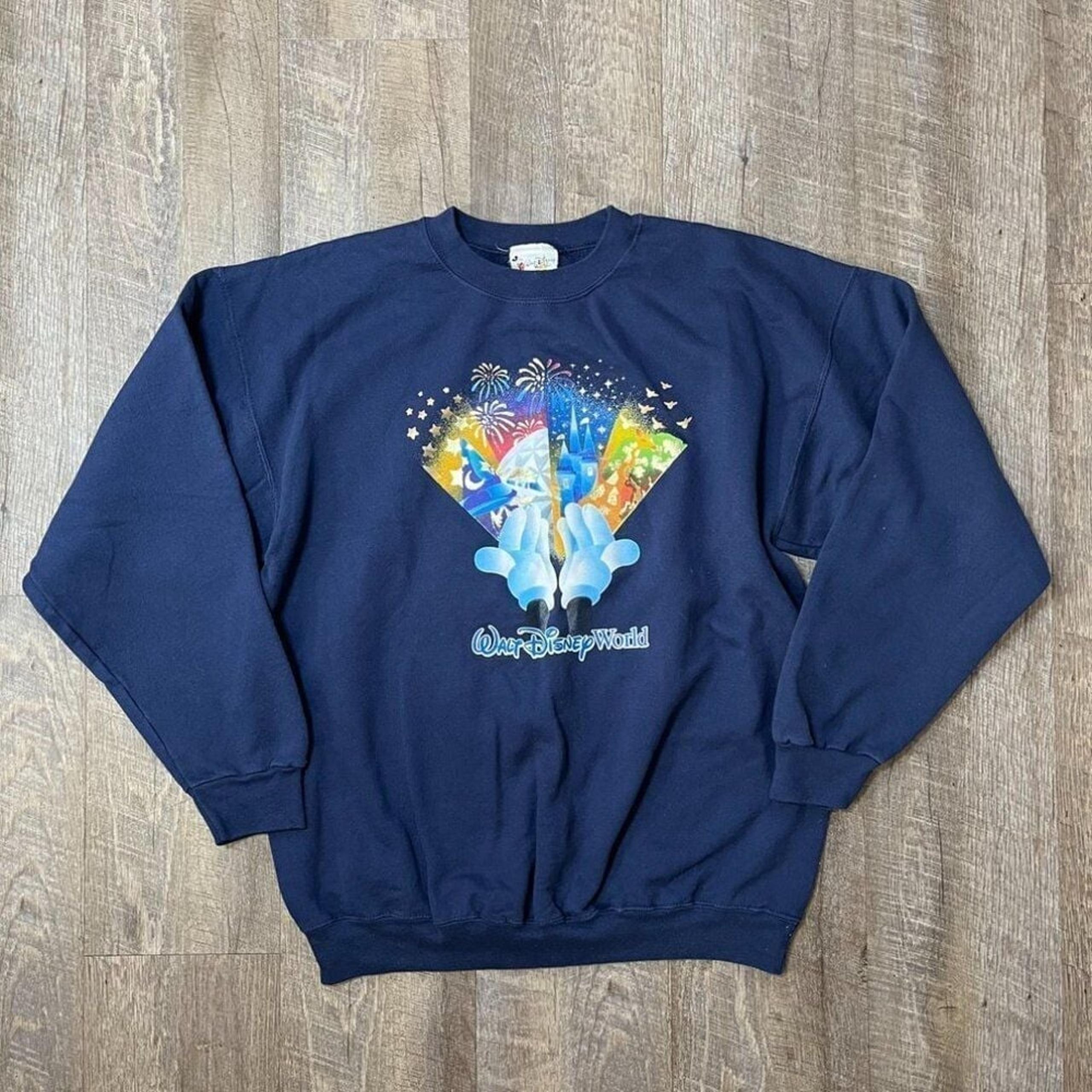 Vintage 90s Walt Disney World Navy Blue Crewneck Sweater Mens Size Large